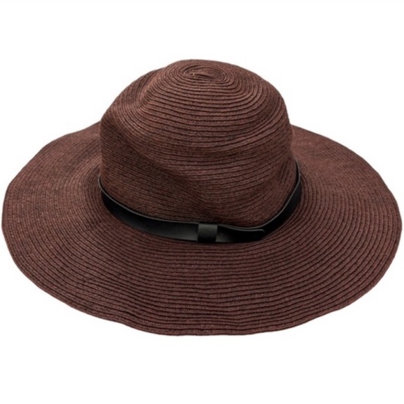 Woven Hat Brown Black Belted Foldable Packable Sun Travel Fashion One Size - Picture 10 of 14
